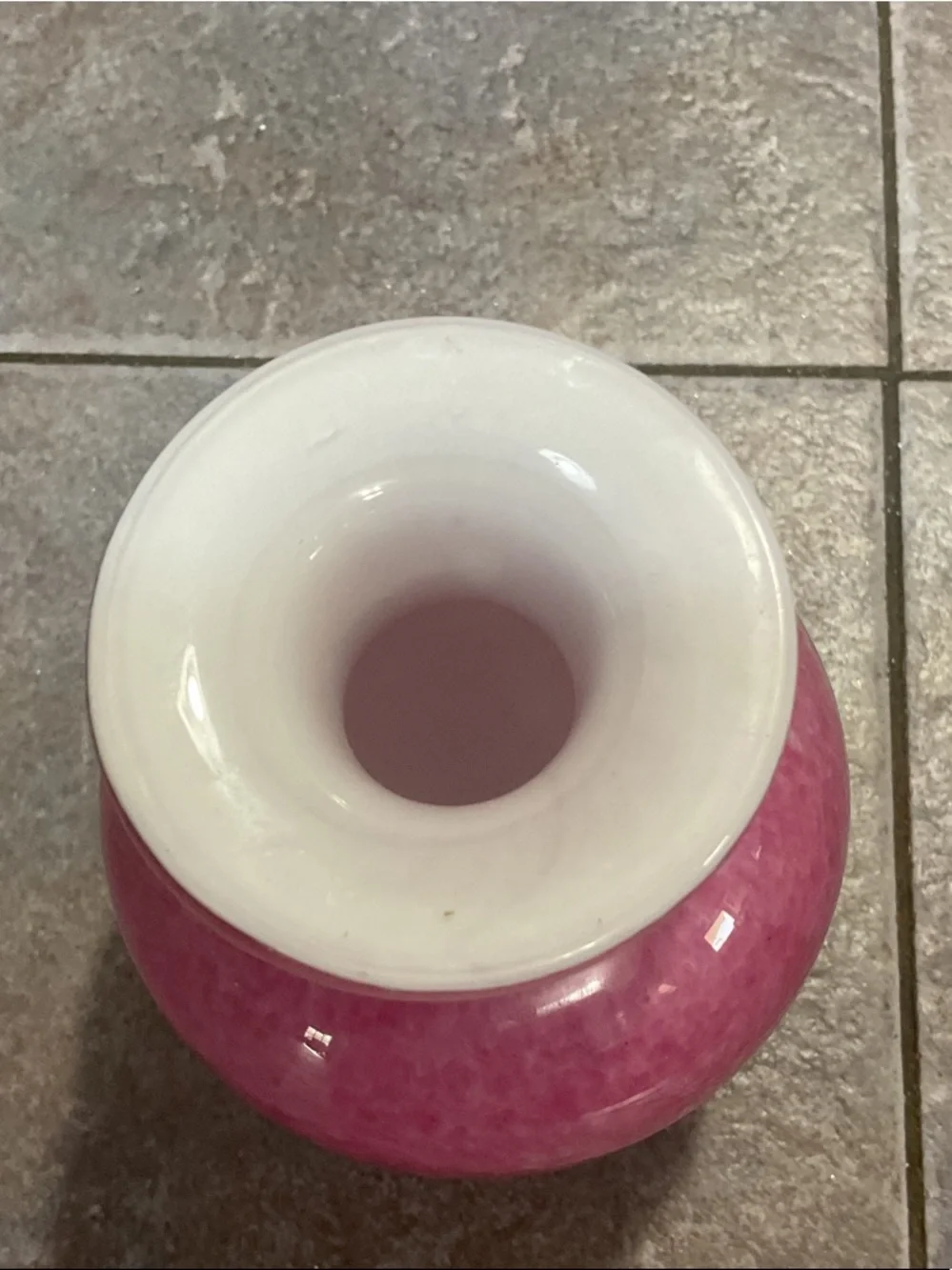 Pink Glass Vase with White Rim - Home Accents